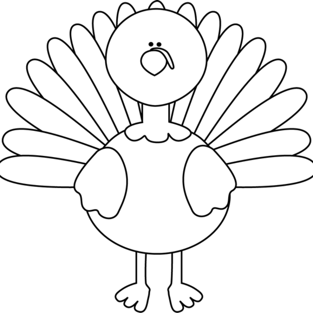 Thanksgiving Turkey Outline - Thanksgiving Turkey Black And White (1024x1024), Png Download