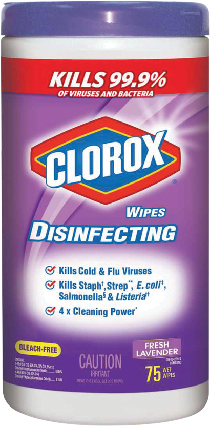 Clorox Disinfecting Wipes Lavender Scent 75 Sheets/tub (850x850), Png Download