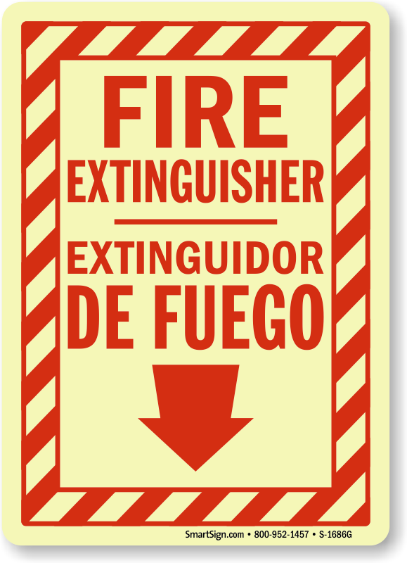 Zoom, Price, Buy - Fire Extinguisher Sign English And Spanish (579x800), Png Download