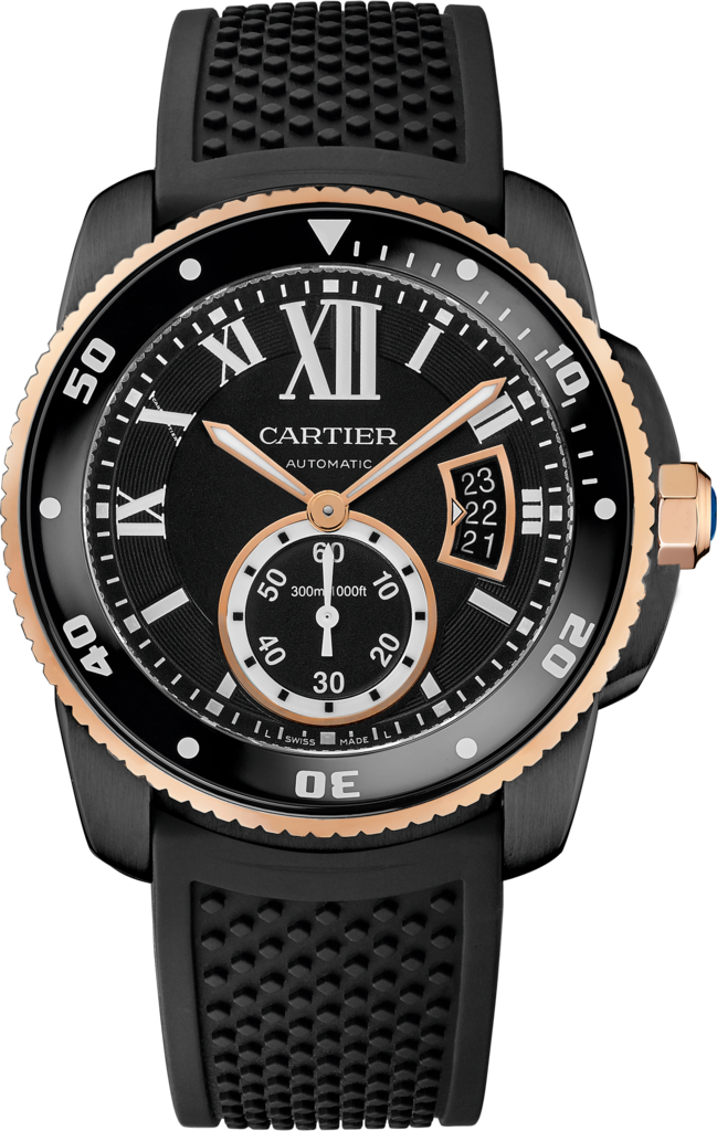 Calibre De Cartier Carbon Diver Watch42 Mm, 18k Pink - Cartier Calibre Diver (649x1024), Png Download