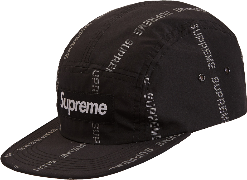 Download Supreme Reflective Text Camp Cap Black - Supreme