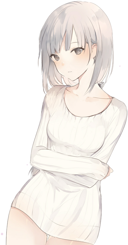 Image Result For Girl Hair Png - Cute Anime Girl White Hair (599x854), Png Download