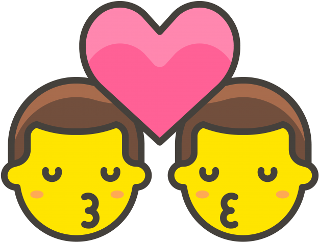 Kiss Man Man Emoji - Emoji Png Mujer Y Hombre (866x650), Png Download