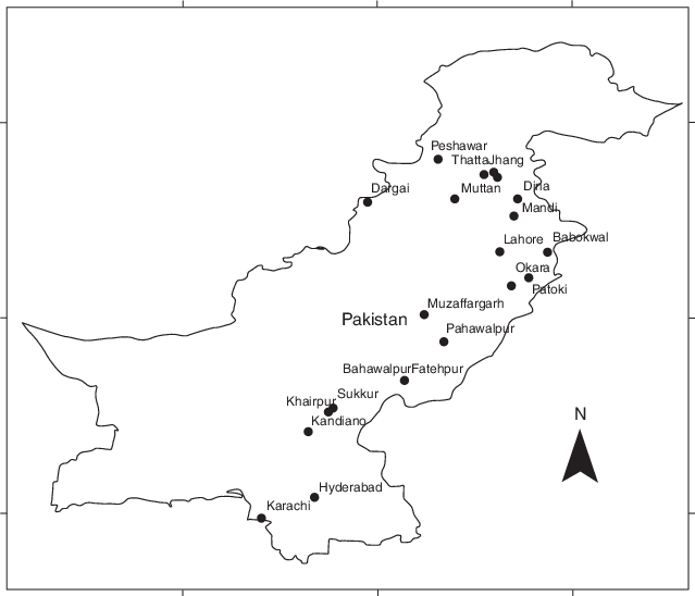 4 Map Of Pakistan Showing Sites Surveyed For Biological - Map (639x548), Png Download
