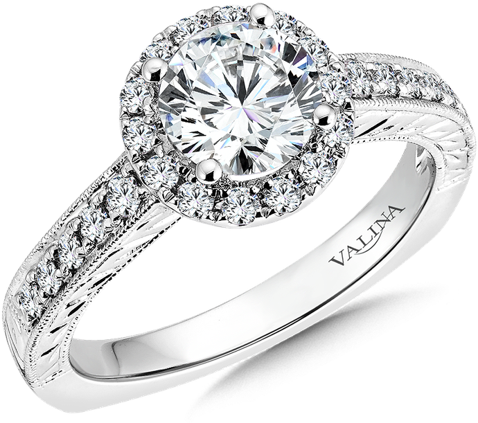 Valina Round Halo Mounting - Natalie K Engagement Rings (800x800), Png Download