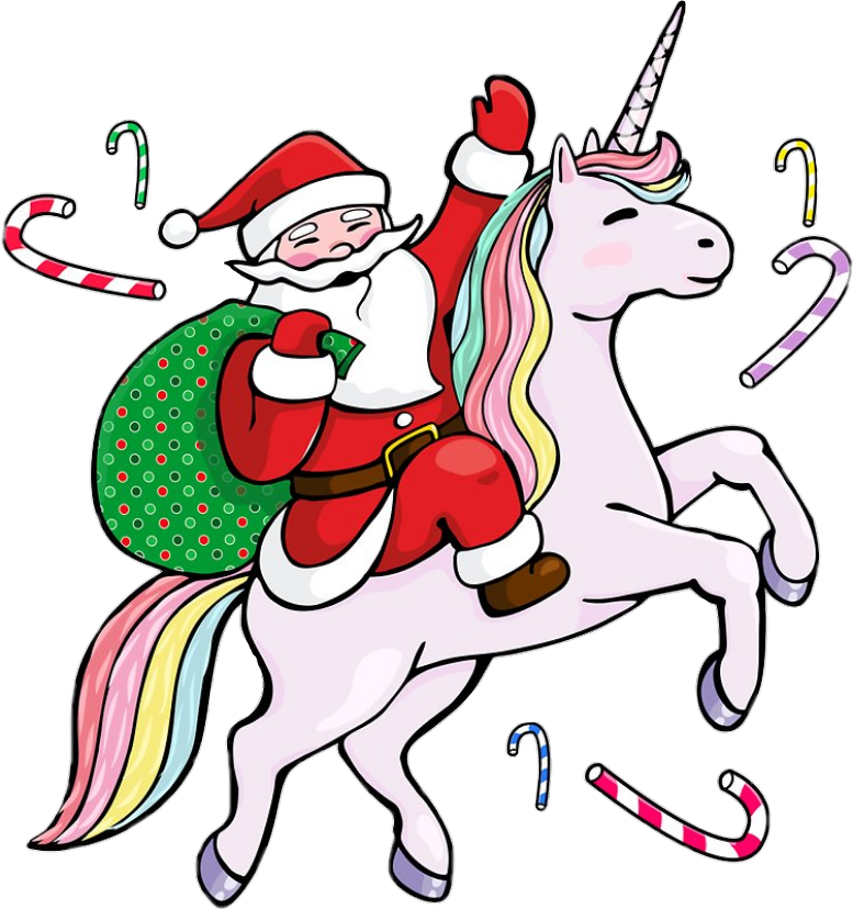 Sccandycane Candycane - Santa Riding A Unicorn (777x828), Png Download