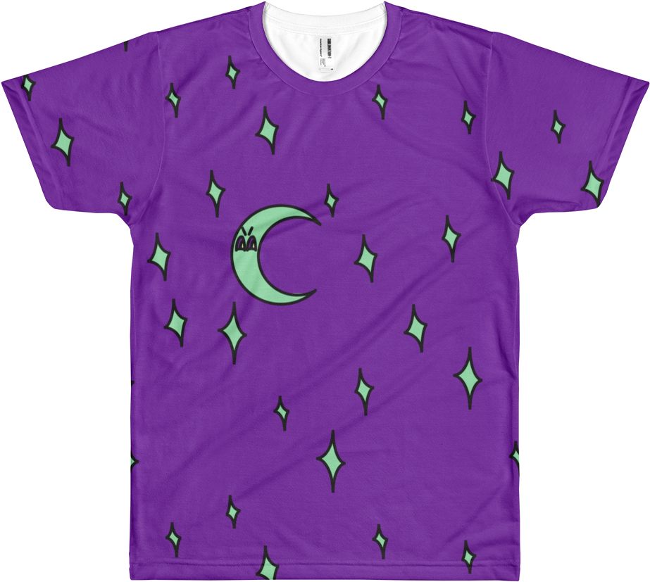 All Over Purple Moon And Stars T Shirt - Half Red Half Blue Shirt (1000x1000), Png Download