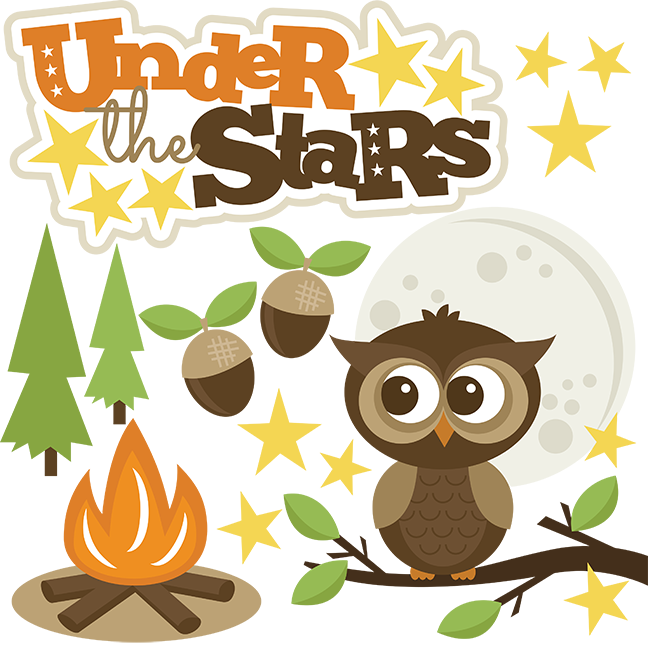 Camping Clipart Owl - Under The Stars T-shirt T Shirt (648x645), Png Download
