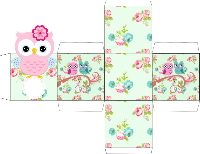 Fiestas Personalizadas Imprimibles - Moldes Para Cajitas De Buho (640x493), Png Download