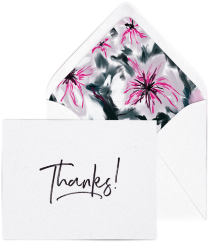 Thanks Letterpress Card Pack With Lilies Envelope Liners - Envelope (600x600), Png Download