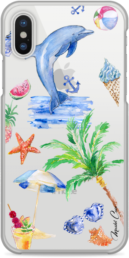 Coque Iphone X Summer Watercolor Pattern Sea - Mobile Phone Case (1230x900), Png Download