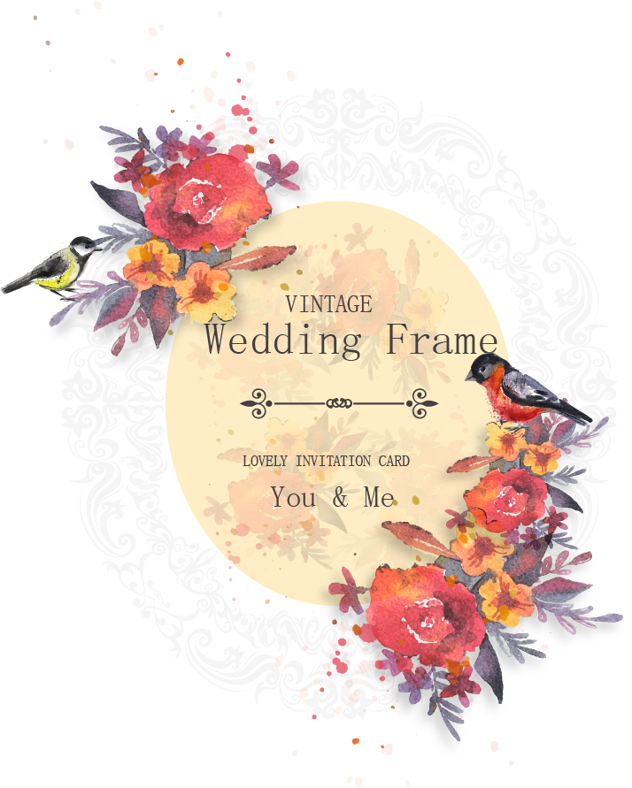 Image Free Library Hollywood Vector Watercolor - Wedding Invitation Card Vintage Png (714x891), Png Download