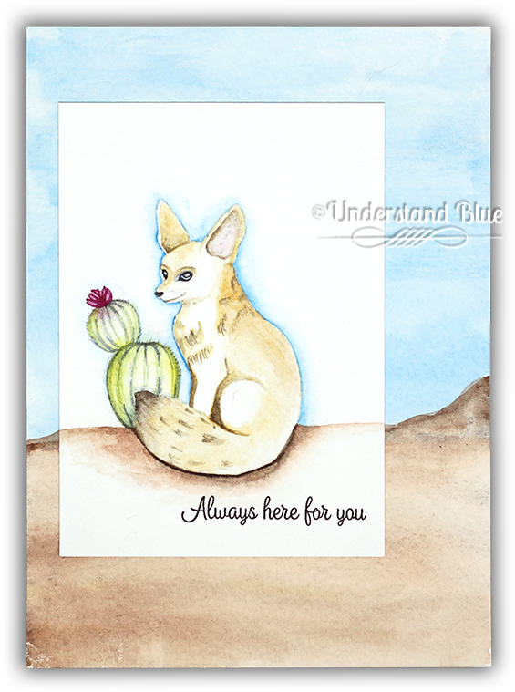 No-line Watercolor Fennec Fox By Understand Blue - Hero Arts Fennec Fox (650x816), Png Download