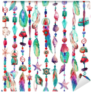 Watercolor Colorful Chains With Sea Shells, Beads, - Jewellery (400x400), Png Download