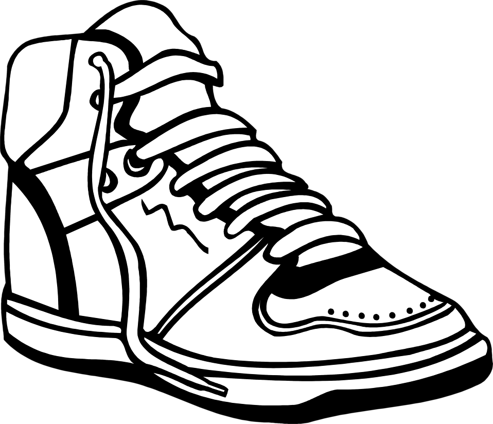Nike Run Clip Art At Clker - Shoe Images Black And White (400x344), Png Download