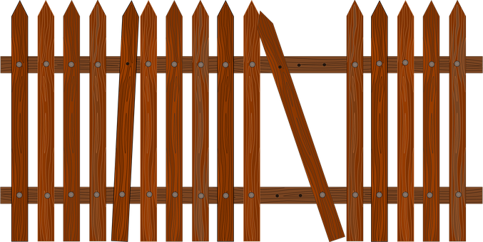 Fence Broken Picket Brown Fence Fence Fenc - Fence Png (677x340), Png Download