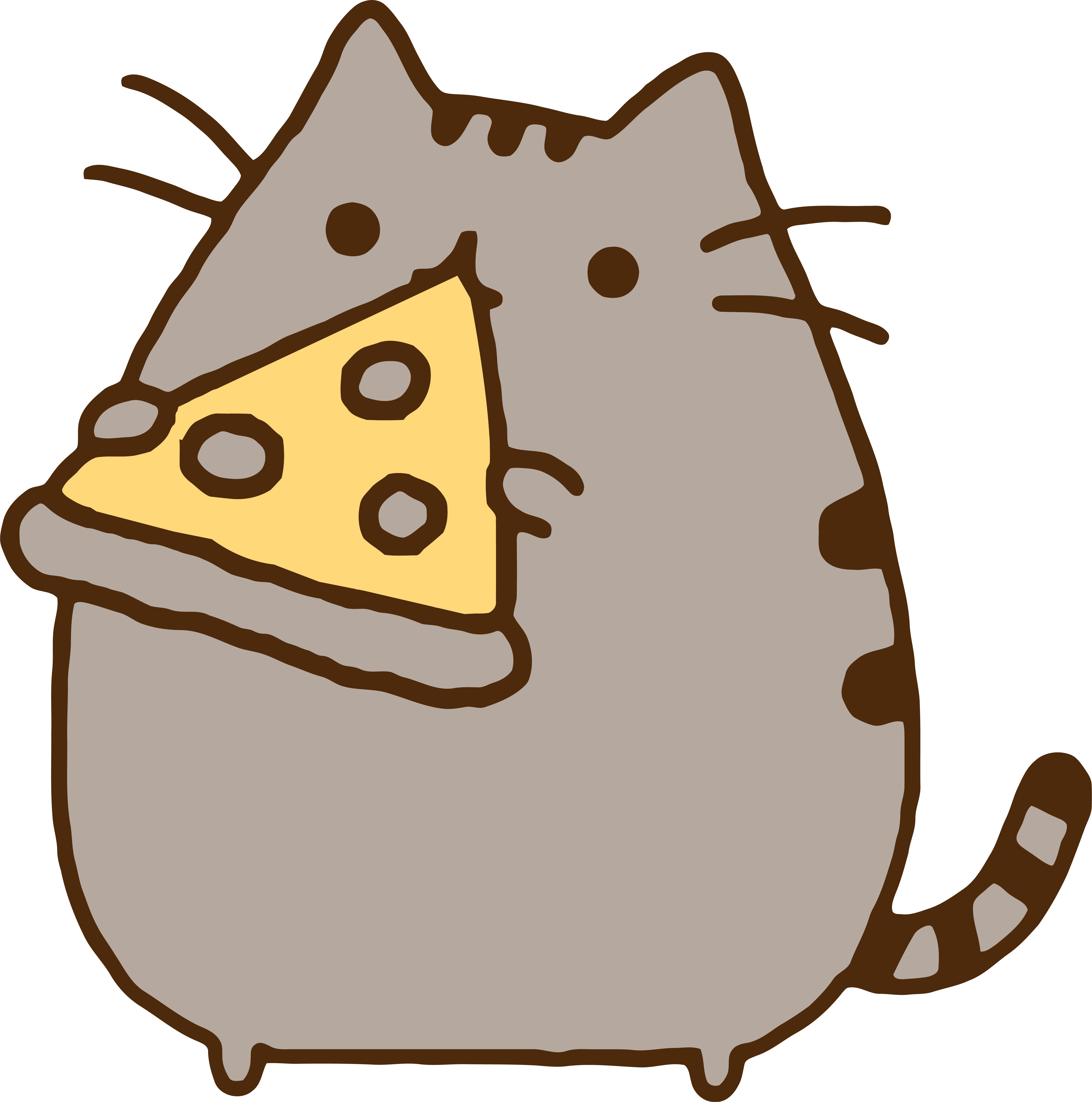 Clipart Pizza Png Clipart - Pusheen Eating Pizza (5999x6052), Png Download