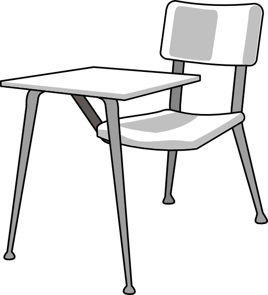 Drawing Of A School Desk (540x595), Png Download