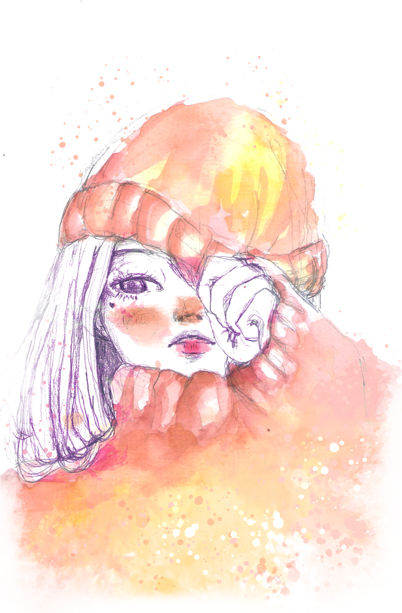 Watercolor Girl - Still Life (2000x2828), Png Download