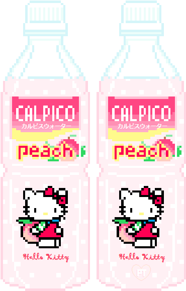 Calpico Hellokitty Peach Aesthetic Localcupcakeaestheti - Drawing (462x606), Png Download