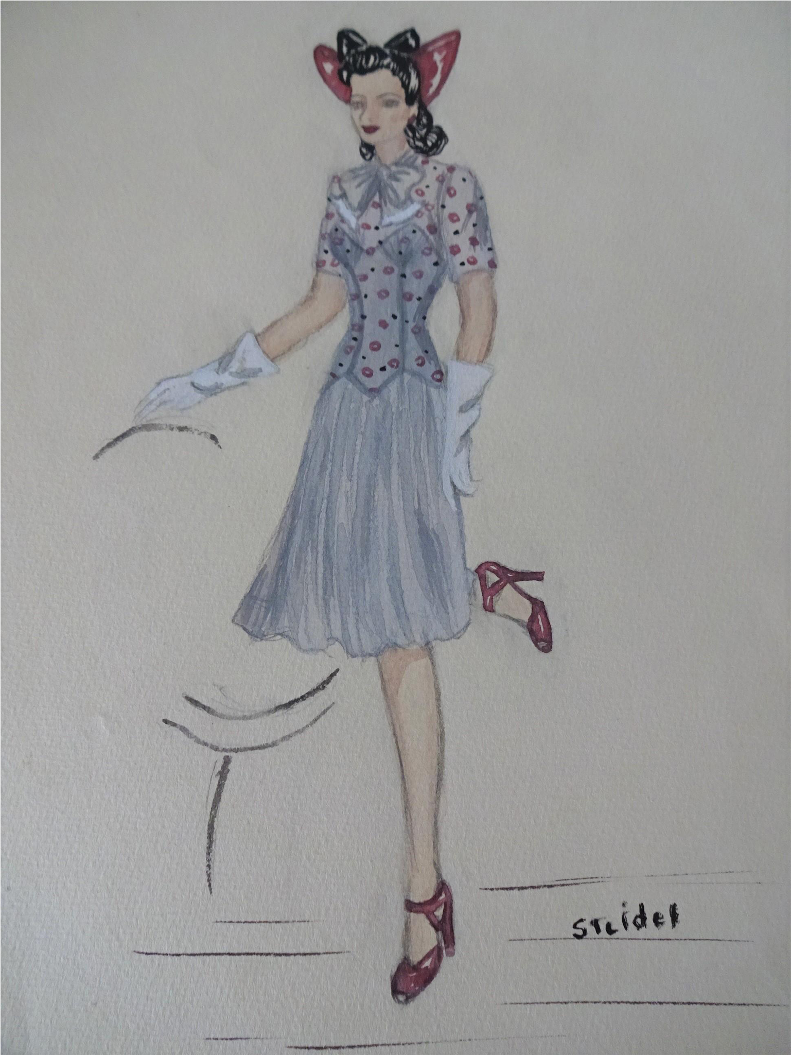 Artist Fashion Plate Vintage 1950s Pincurls Side Rolls - Dress (2048x2048), Png Download