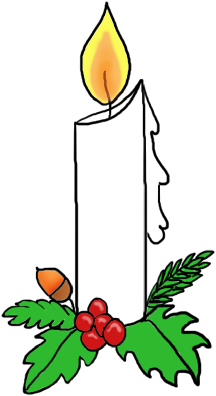 Christmas Clip Art Image Black And White Download - White Advent Candle Clipart (504x827), Png Download