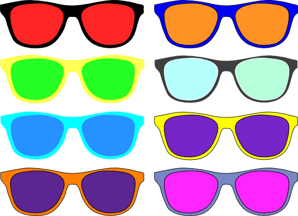Colorful Sunglasses Clipart (600x434), Png Download