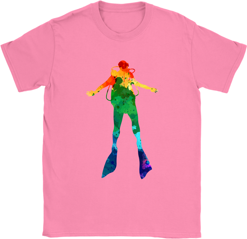 Watercolor Scuba Diver Women's T-shirt - Pokemon Shirts Cute (1024x1024), Png Download
