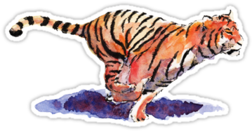 Sticker - Tiger Watercolor Clemson (375x360), Png Download