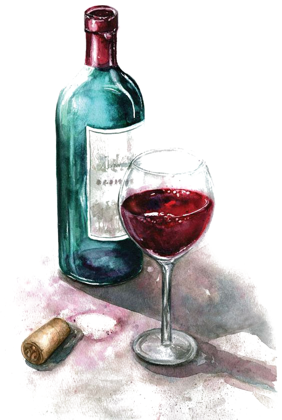 Png Library Red Painting Glass Of Transprent Png Free - Watercolor Paintings Of Wine Bottles (564x871), Png Download