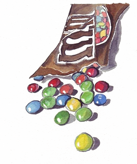 Drawing Watercolor Painting Candy M - Candy And Wrapper Drawing (520x624), Png Download