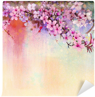 Watercolor Painting Cherry Blossoms - Designart 'watercolor Painting Cherry Blossoms' Painting (400x400), Png Download