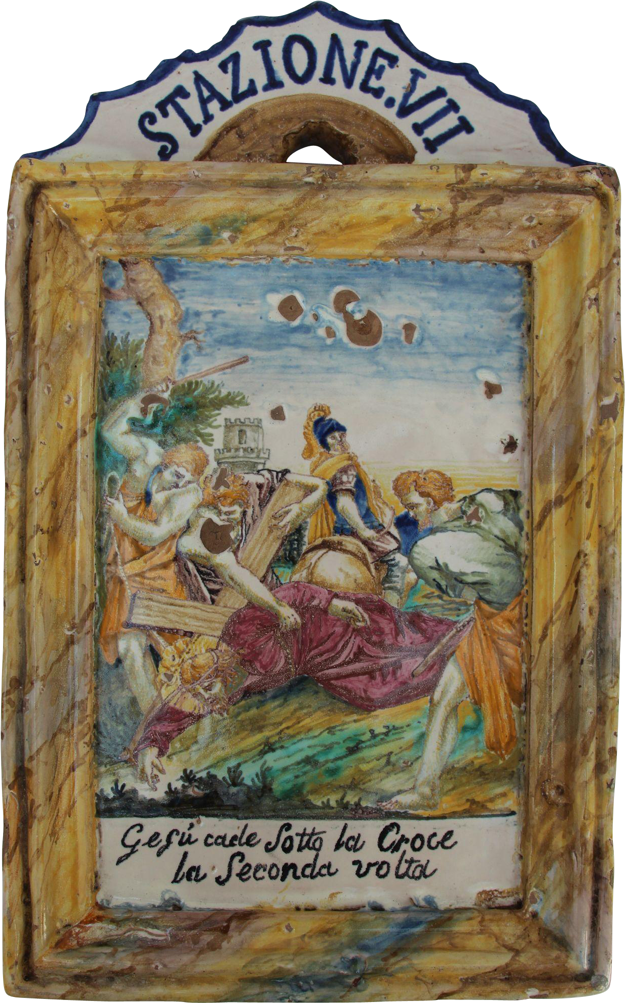 18th Century Italian 7th Station Of The Cross Polychrome - Duck (1987x1987), Png Download