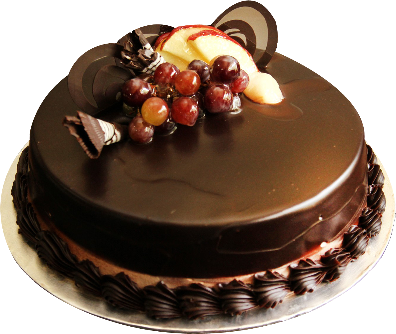 Chocolate Truffle Cake - Chocolate Cake With Fruits (1500x1285), Png Download