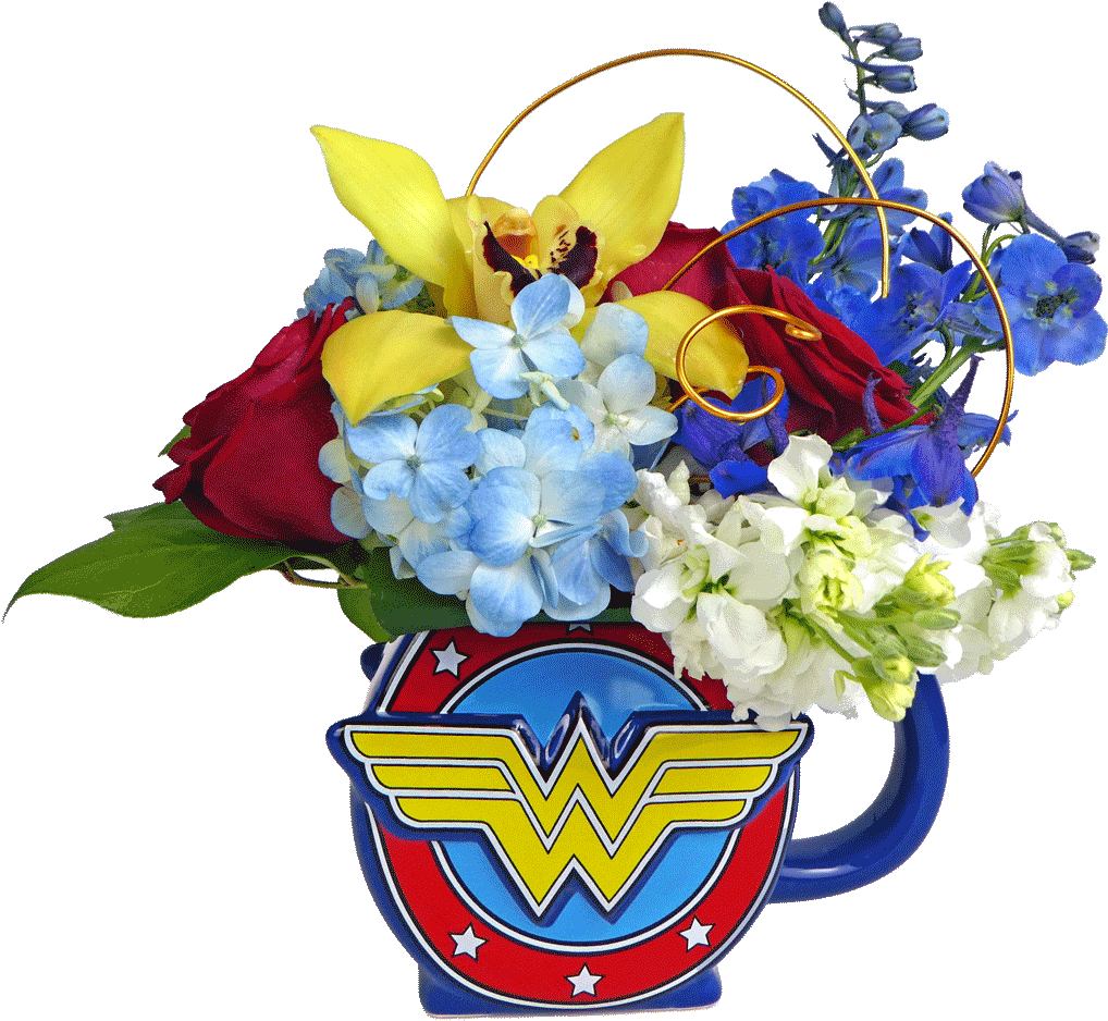 Lovely Wonder Woman Flower Mug Designed By Karin's - Wonder Woman Flower Bouquet (1024x1024), Png Download
