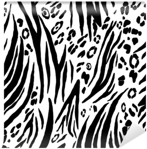 Black And White Animal Seamless Pattern Drawn Watercolor - Vector Graphics (400x400), Png Download