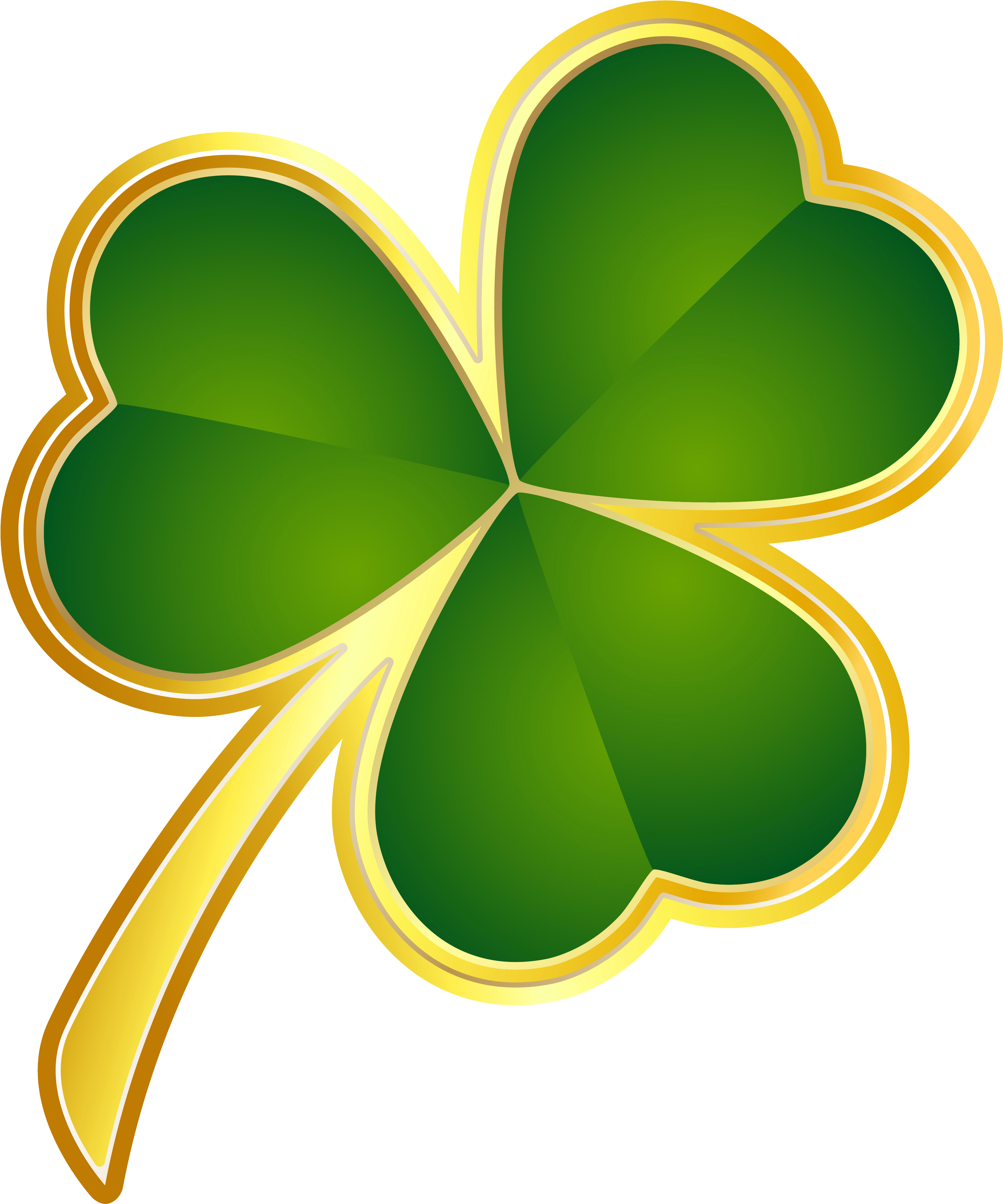 St Patricks Day Gold Shamrock Png Clipart - St Patrick's Day Clip Art (3876x4623), Png Download