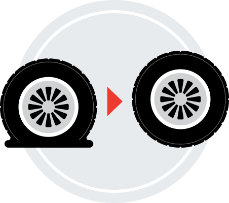 An Illustration Of A Flat Tire And A Fixed Tire - Car (452x400), Png Download