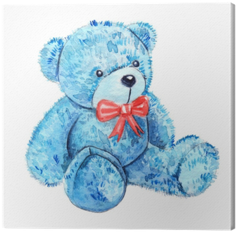 Cute Cartoon Watercolor Plush Toy Blue Bear Illustration - Baby Toys (400x400), Png Download