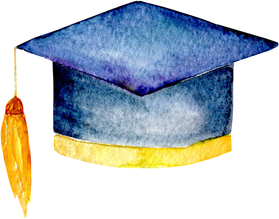 Hand Painted Cartoon Bachelor Hat Png Transparent - Doctorate (1024x1137), Png Download