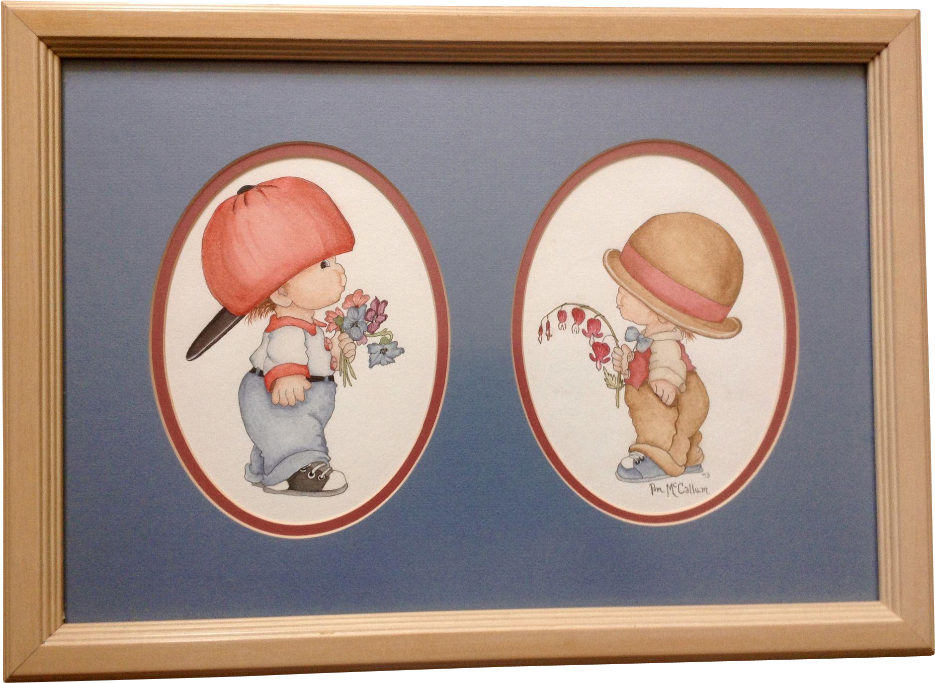 Pam Mccallum, Watercolor Painting Boy And Girl In Oversized - Picture Frame (1880x1880), Png Download