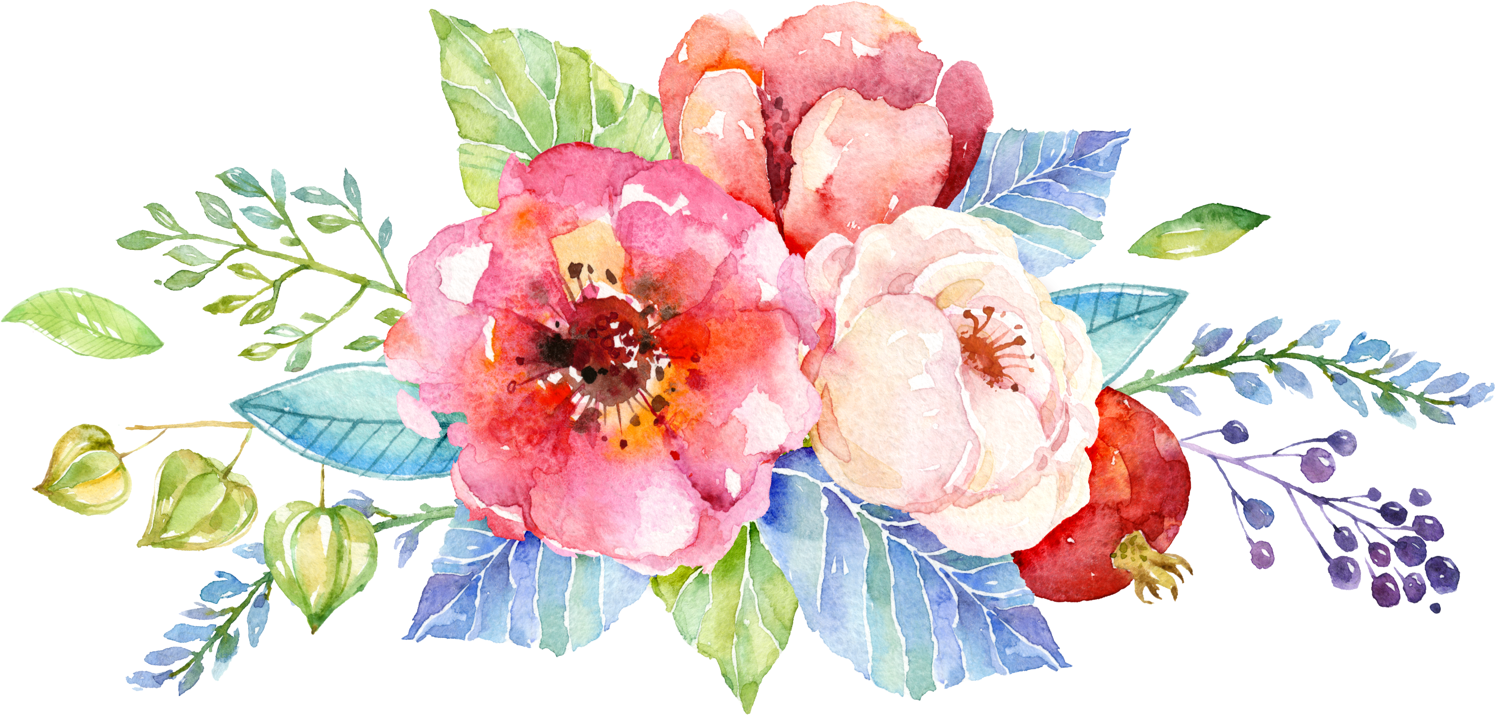Watercolour - Watercolor Flower Background Design (3029x1433), Png Download