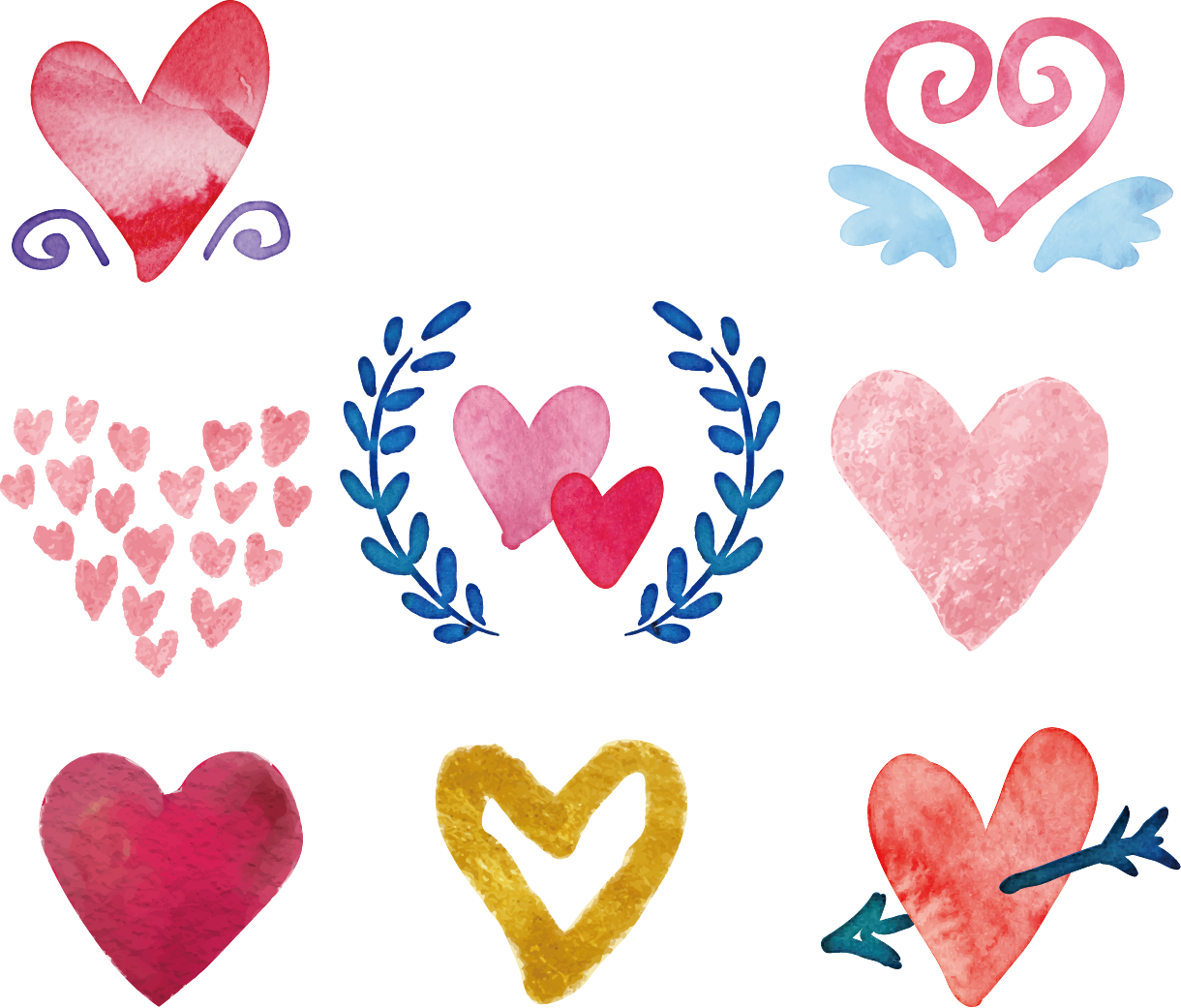 Watercolor Painting Love Heart Drawing - Watercolor Painting (1220x1041), Png Download
