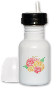 Watercolor Floral Peony Sippy Cup - Water Bottle (350x350), Png Download