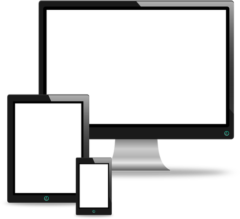 Computers Clipart Computer Screen - Computer Phone Tablet Vector (378x340), Png Download