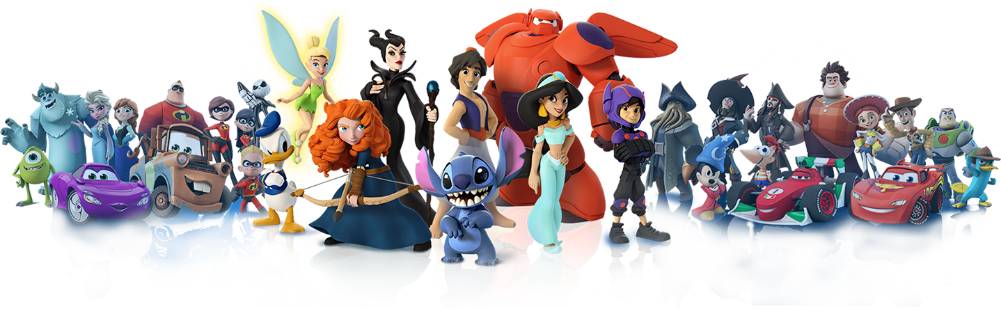 Characters Disney Originals Lineup - Line Of Disney Characters (1438x444), Png Download