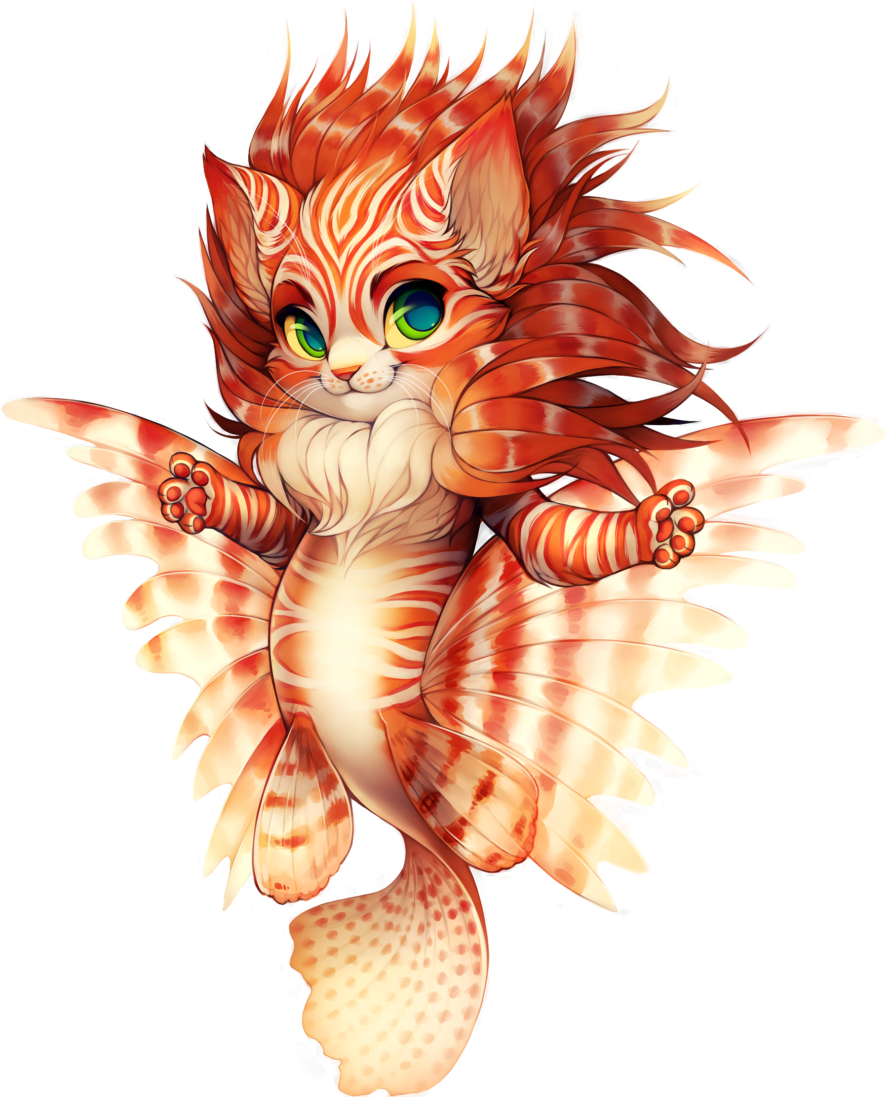 Mermaid Cat - Furvilla Aquatic Cat (1855x2221), Png Download