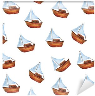 Seamless Pattern With Small Boat On White Background - Boat (400x400), Png Download