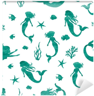 Seamless Watercolor Mermaid Pattern - Mermaid Pattern (400x400), Png Download