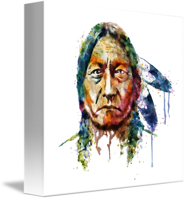 "sitting Bull Watercolor Painting" By Marian Voicu, - Sitting Bull Watercolor Painting (606x650), Png Download